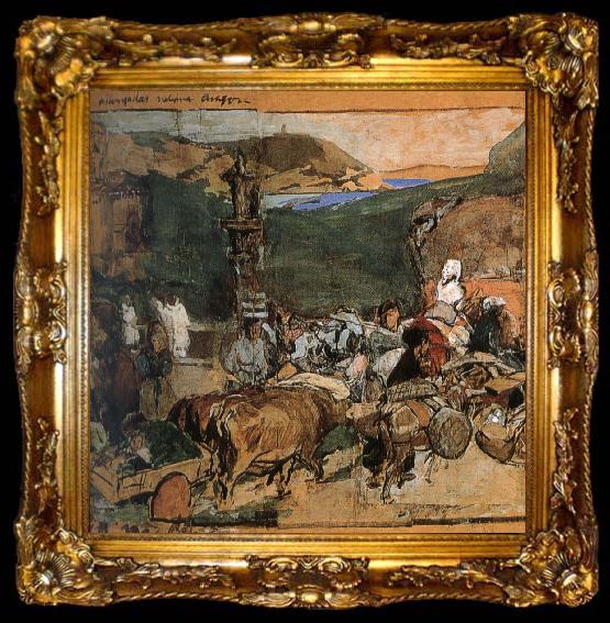 framed  Joaquin Sorolla Bull to get into the tie up, ta009-2